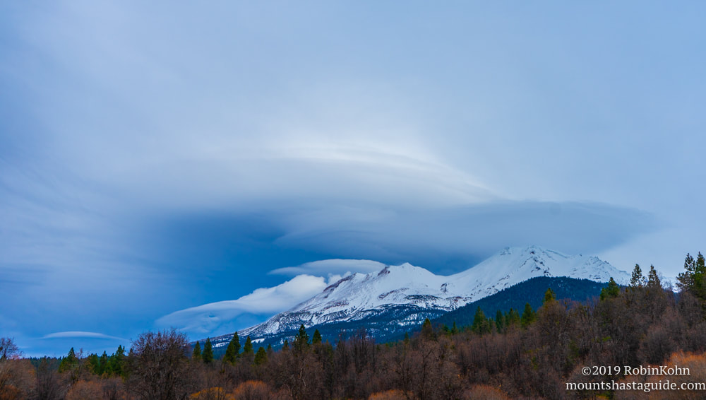 Lenticular clouds, Mt. Shasta, Mount Shasta, snow